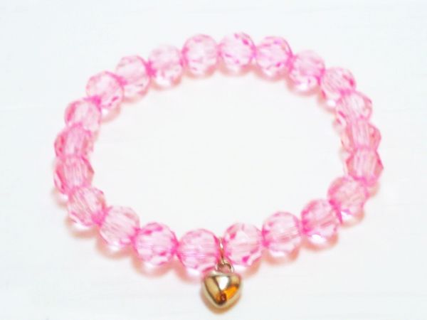 Pulseira rosa com pingente/PB026