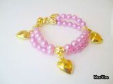 Pulseira c/ pérolas rosa e pingentes/PB007